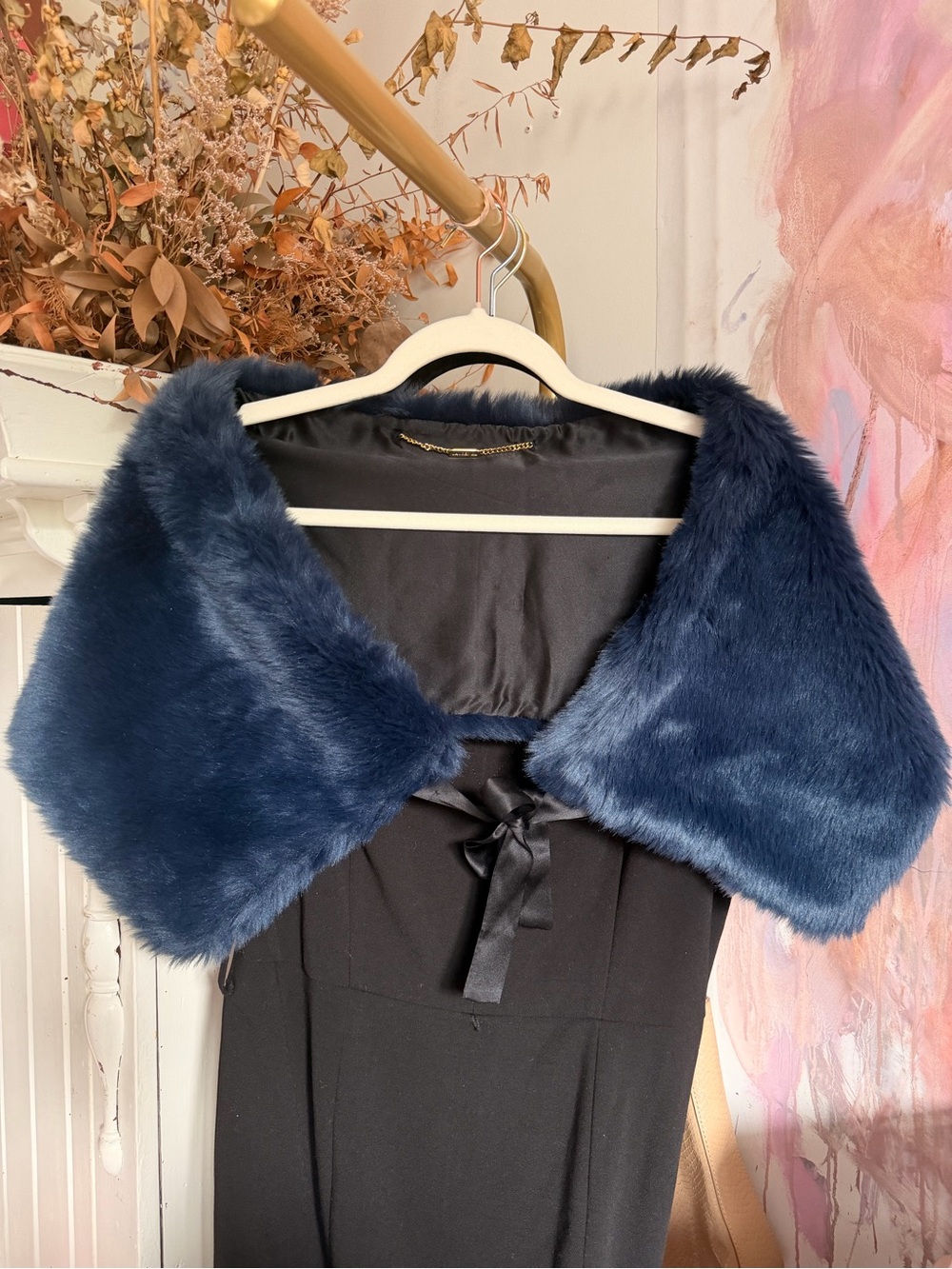 Ralph Lauren Faux Fur Shoulder Wrap - Navy